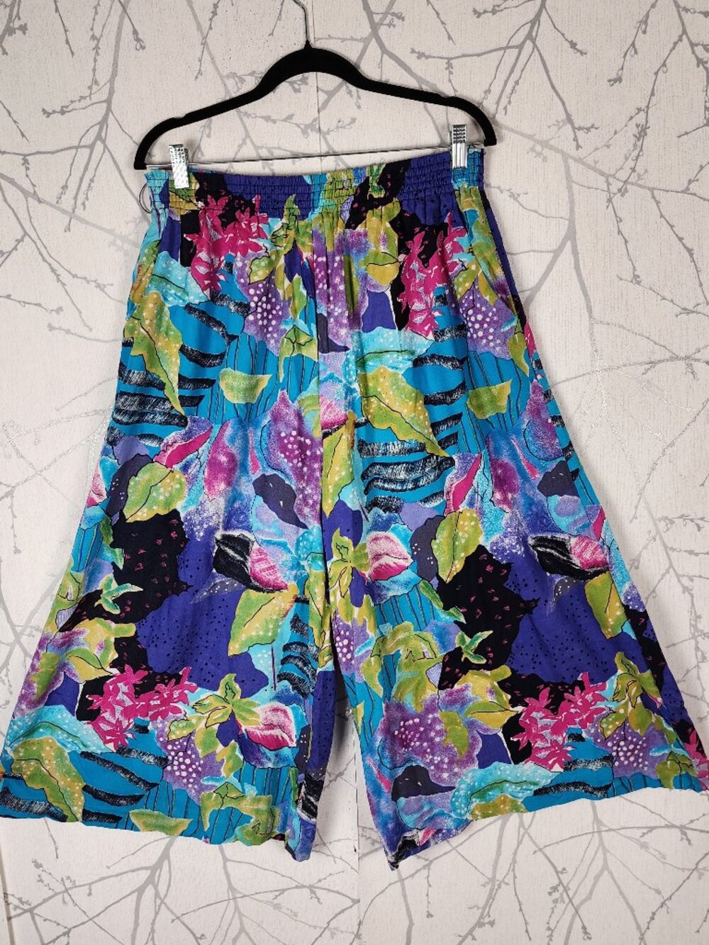 Albert Shu VTG Colorful Artsy Elastic Waist Wide Leg Crop Pants